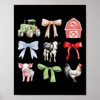 Poster Cute Farm Animaux Vache Cochon Poulet Coquette Agr