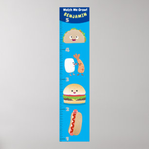 Poster Cute favorite meal cartoon growth chart