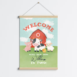 Poster Cute ferme animal Barnyard 2e anniversaire Bienven