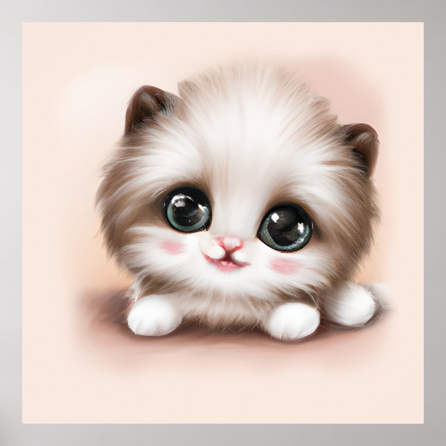 Poster Cute Fluffy Furr Ball Kitten (Devant)