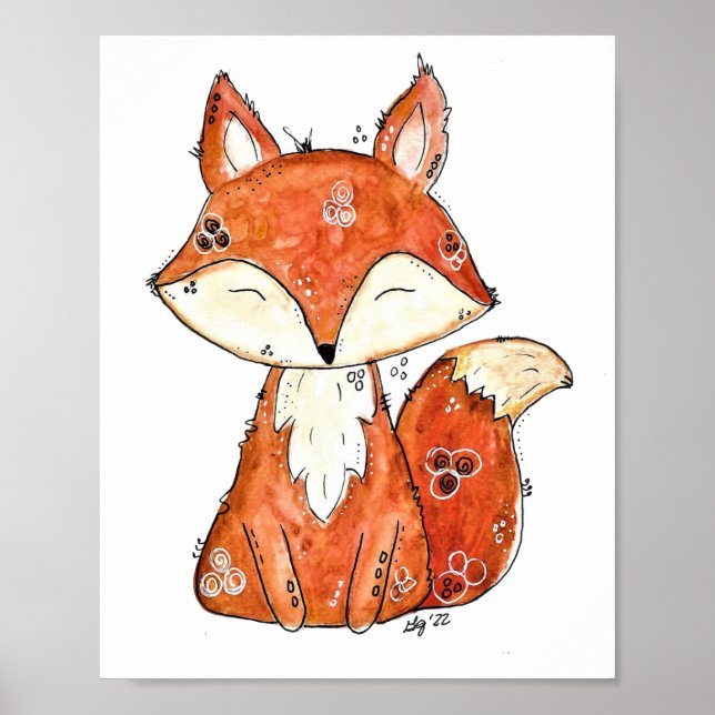 Poster Cute Fox Whimsical (Devant)