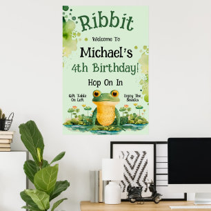 Poster Cute Frog fête d'anniversaire