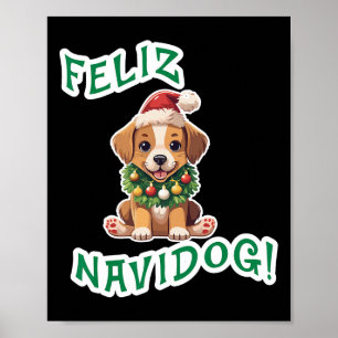 Poster Cute Funny Feliz Navidad Navidog Amoureux des chie