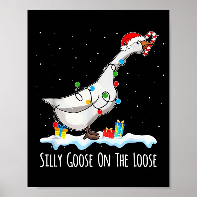 Poster Cute Funny Santa Duck Silly Goose On The Loose Chr (Devant)
