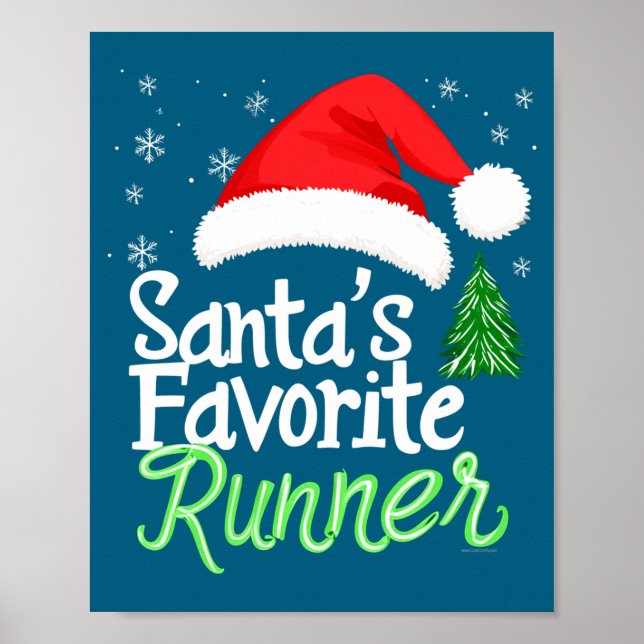 Poster Cute Funny Santa's Favorite Runner Christmas Run H (Devant)