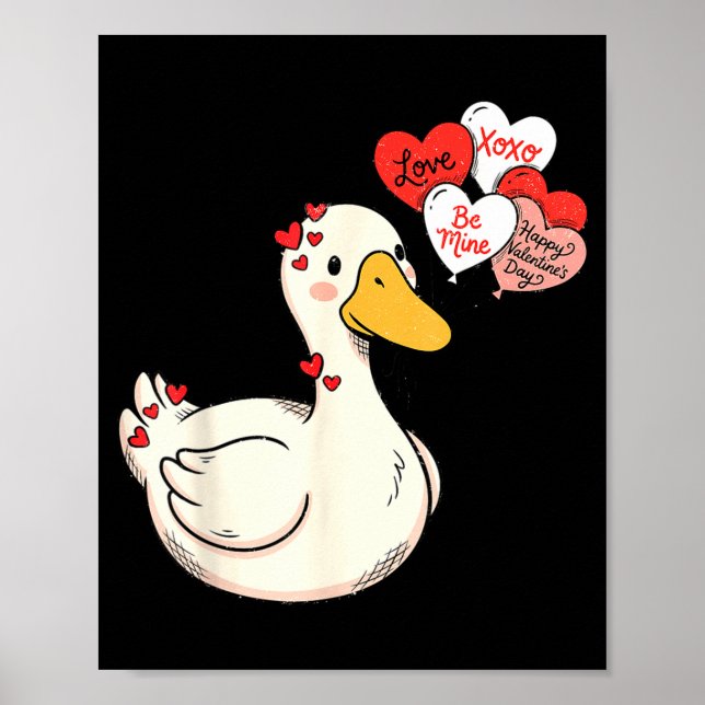 Poster Cute Funny Valentine Silly Gooses Duck Love Matchi (Devant)