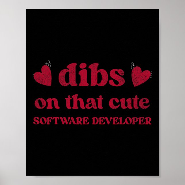 Poster Cute Funny Valentine's Day Software Developer Wome (Devant)