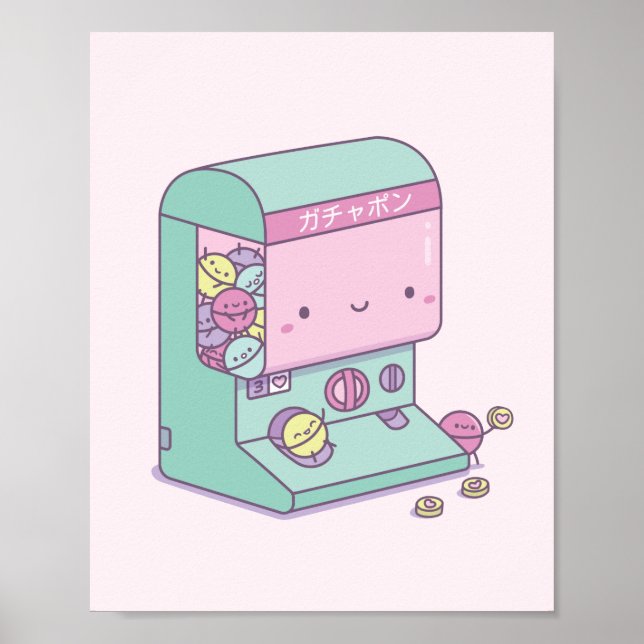 Poster Cute Gachapon Capsule Toy Machine Japon Doodle (Devant)