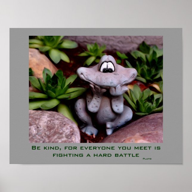 Poster Cute Garden Frog Kindness Citation Inspirante (Devant)