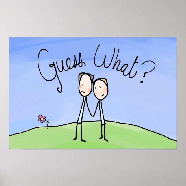 Poster Cute Gay Couple Devinez Quoi (Devant)