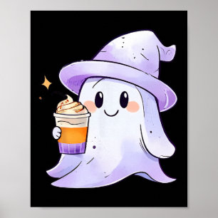 Poster Cute Ghost Boire Café Couple Halloween Café