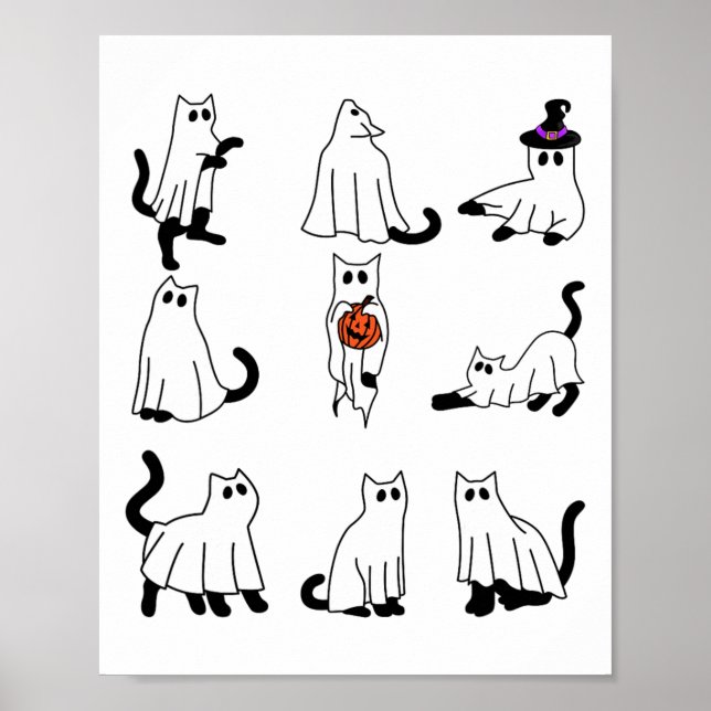 Poster Cute Ghost Chat Funny Halloween Costumes de tenue  (Devant)