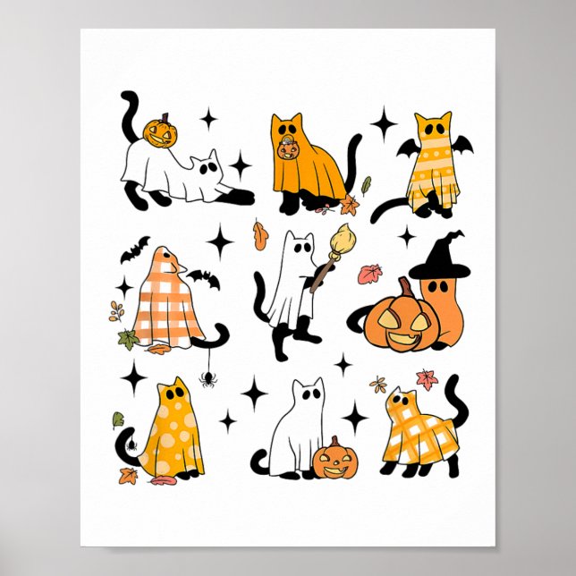 Poster Cute Ghost Chat Funny Halloween Costumes de tenue  (Devant)
