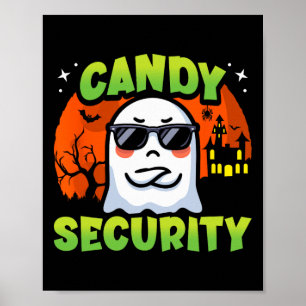 Poster Cute Ghost Kids Halloween - Candy Sécurité - Drôle