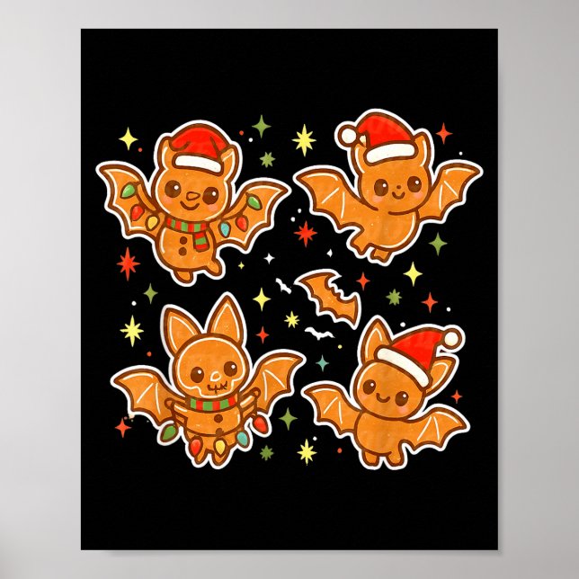 Poster Cute Gingerbread Bats Soky Christmas Cookie Graphi (Devant)