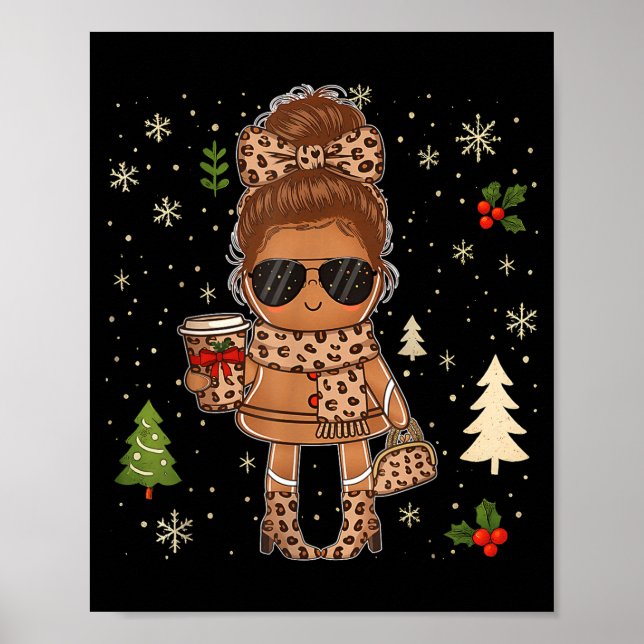 Poster Cute Gingerbread Christmas Snow Xmas For Men Women (Devant)