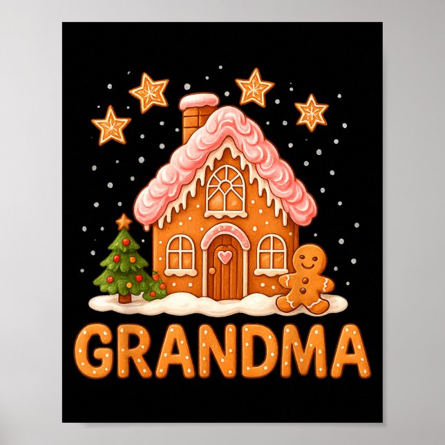 Poster Cute Gingerbread Grandma Merry Christmas Funny  (Devant)