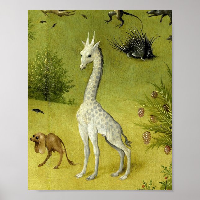 Poster Cute Giraffe Garden Earthly Delights By Bosch (Devant)