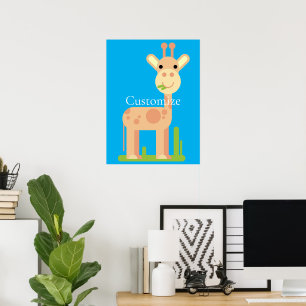Poster Cute Giraffe Munching Thunder_Cove