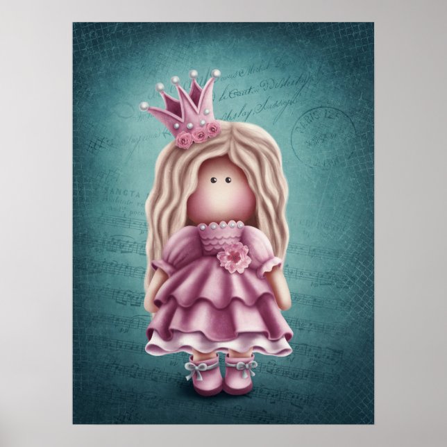 Poster Cute Girl Doll Illustration (Devant)