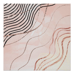 Poster Cute Girl Rose Bohême Rose Gold Design