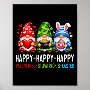 Poster Cute Gnome Joyeuse Saint-Valentin Saint-Patrick Pâ