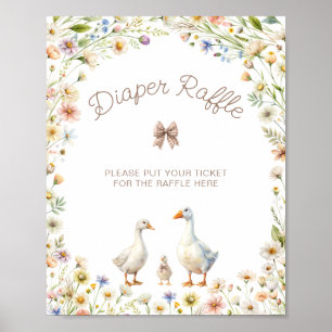Poster Cute Goose Fleur sauvage Baby shower Déchets Raffi