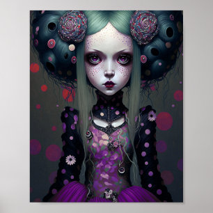 Poster Cute Goth Girl Purple Black Imaginaire Art