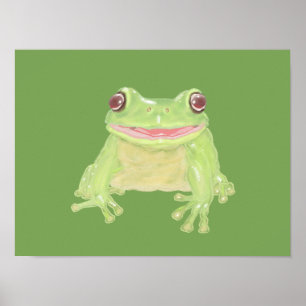 Poster Cute Green Tree Frog - transparent.