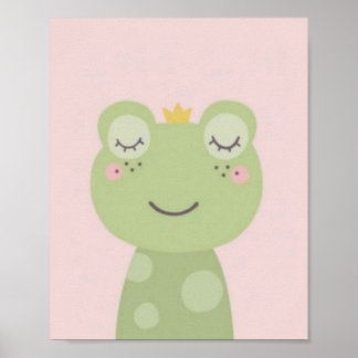 Poster Cute grenouille.arrière - plan rose.