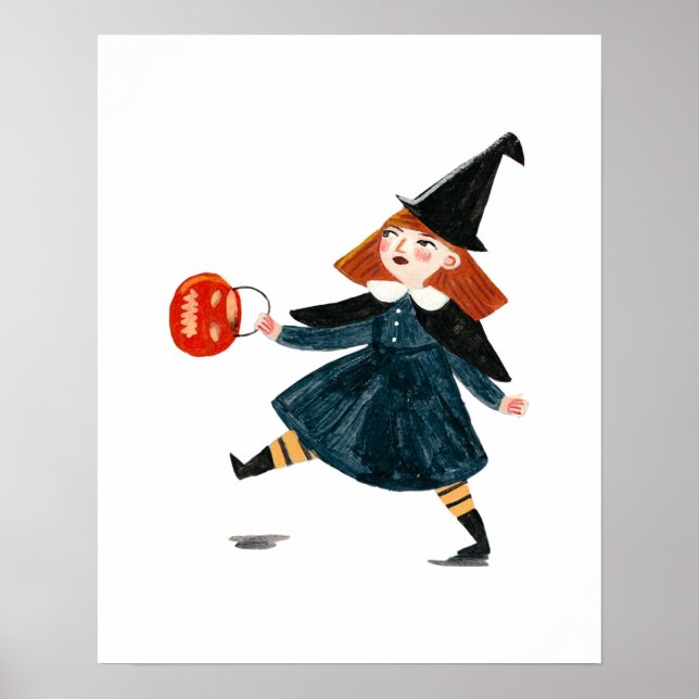 Poster Cute Halloween enfants costume tour et traiter par (Devant)