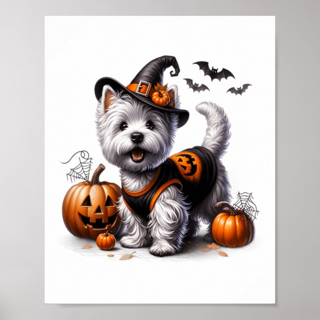 Poster Cute Halloween Westie Tee West Highland Terrier Do (Devant)
