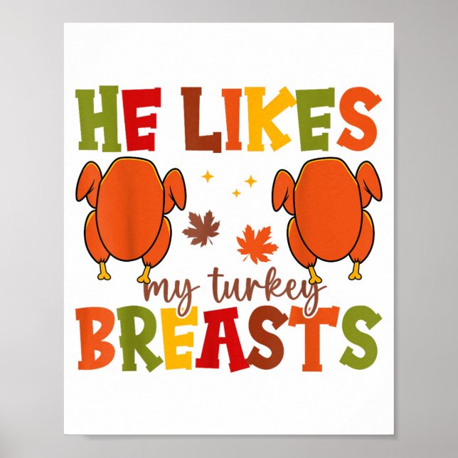 Poster Cute He Likes My Turkey Breasts Couple Matching Th (Devant)