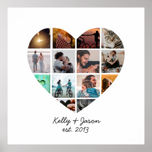 Poster Cute Heart 14 Photo Collage Love Family (Devant)