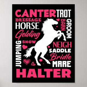 Poster Cute Horse Amoureux Fille Amusante Horseback équit