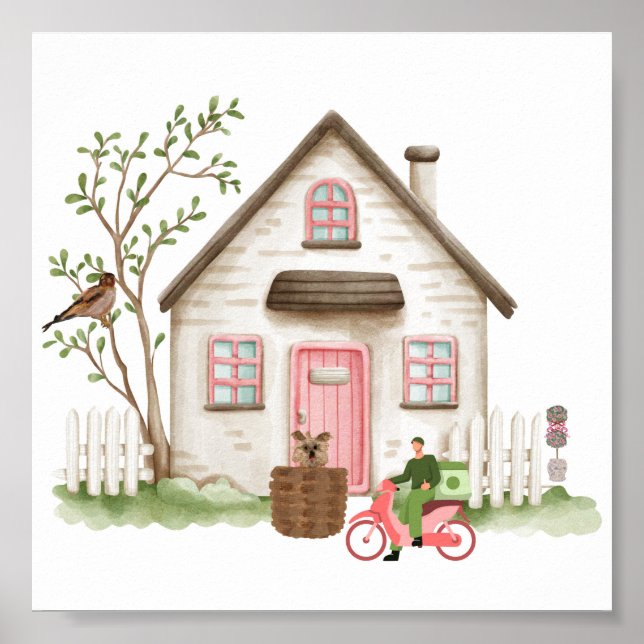 Poster Cute House Yorkie Art Imprimer l'affiche (Devant)