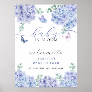 Poster Cute Hydrangea Jardin Floral Baby shower Bienvenue