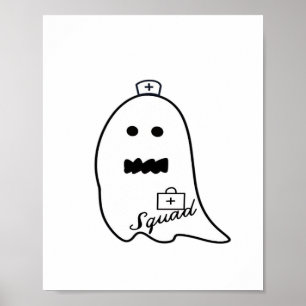 Poster Cute infirmière fantôme Halloween à la main à l'hô