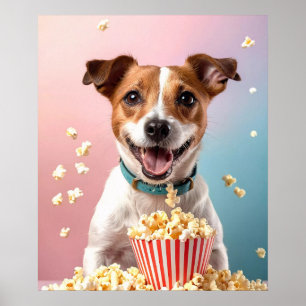 Poster Cute Jack Russell Terrier Avec Popcorn