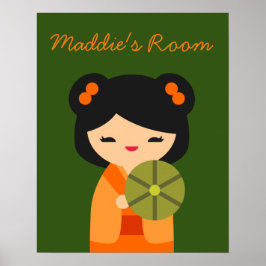Poster Cute Japonaise Kokeshi poupée chambre filles
