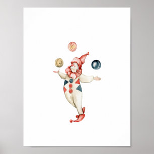 Poster Cute Juggling Circus Clown Carnival Nursery