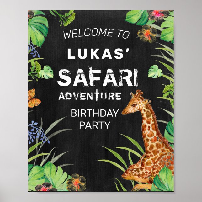 Poster Cute Jungle Safari Aventure Anniversaire Bienvenue (Devant)