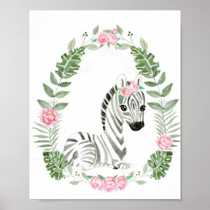 Poster Cute Jungle Safari Zebra pour petite fille