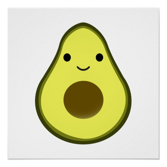 Poster Cute Kawaii Avocado (Devant)