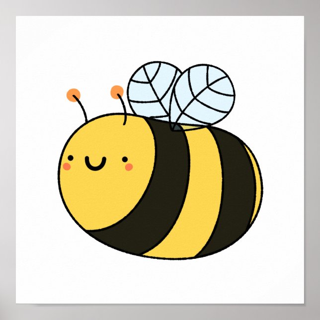 Poster Cute Kawaii Bumble Bee (Devant)