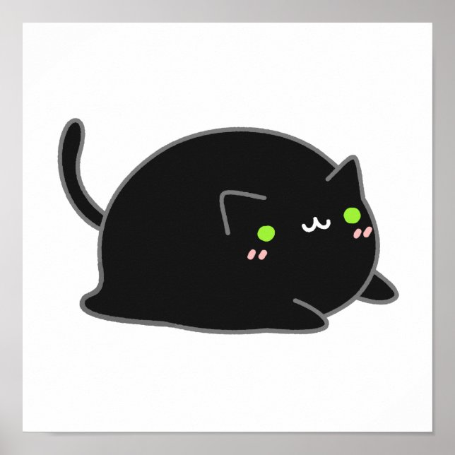 Poster Cute Kawaii Chat noir (Devant)