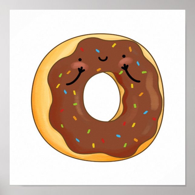 Poster Cute Kawaii Chocoloate Donut (Devant)