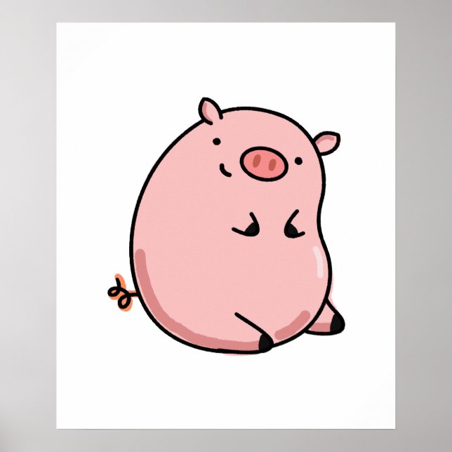 Poster Cute Kawaii Cochon (Devant)