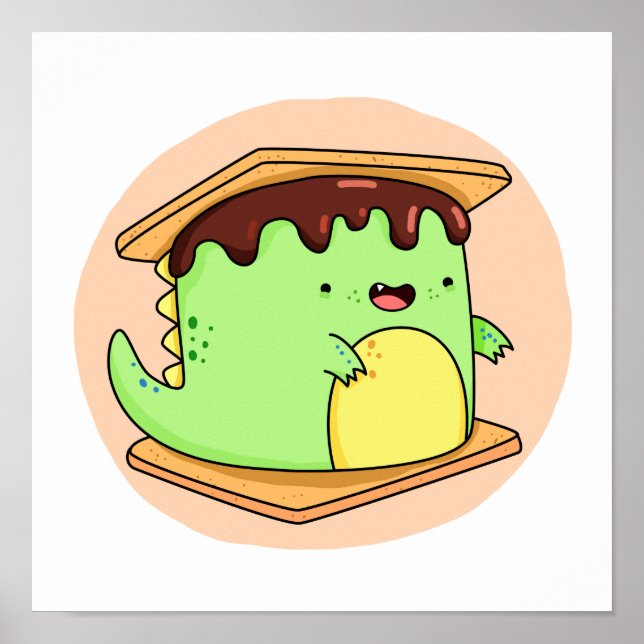 Poster Cute Kawaii Dino-smore (Devant)
