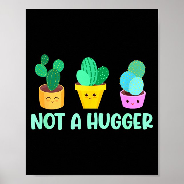 Poster Cute Kawaii Do Not Hug I'm Not A Hugger Cactus  (Devant)